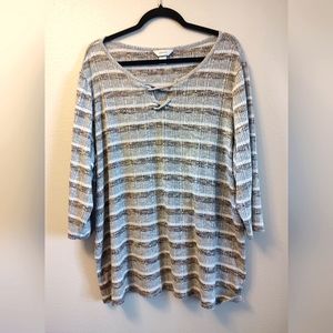 CJ BANKS Sz 2X Gray, White, & Multi striped top
